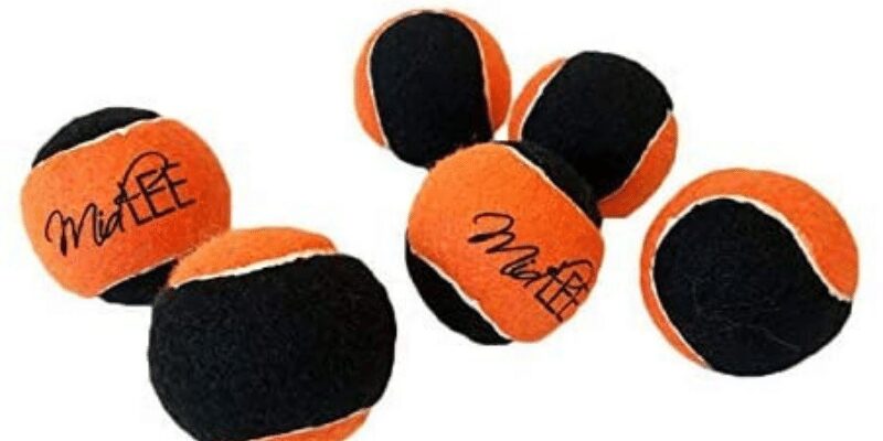 Midlee Orange/Black Dog Halloween Tennis Balls