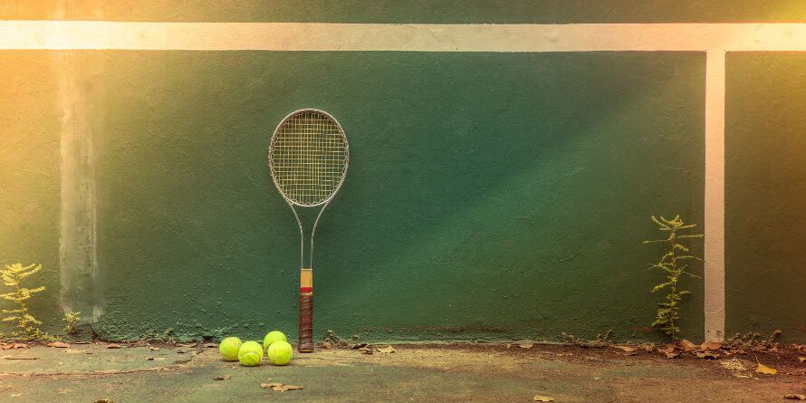 tennis ball with racquet